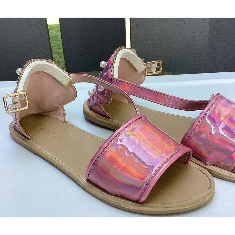 crewcuts girls pink sandals Pearls Shell Back Design Big Girls Sz 1